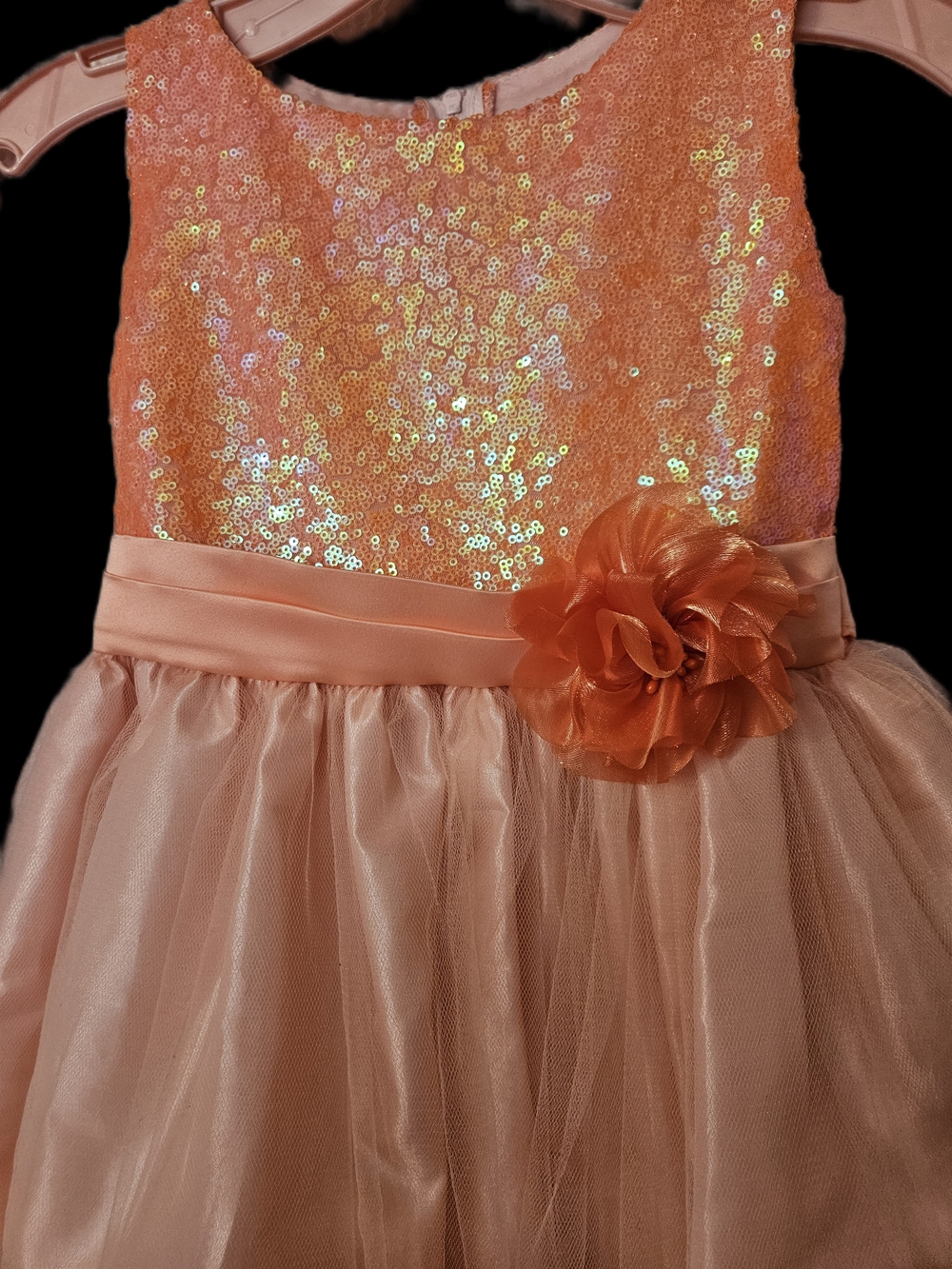 Ellie Kids Peach Sequin Party Dress - Picture 4 of 15